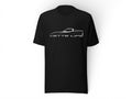 T-Top Vibes black cotton t-shirt featuring a white outline graphic of a Corvette C6 and the text VETTE LIFE.