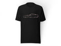 T-Top Vibes black cotton t-shirt featuring a white Corvette C7 silhouette graphic and Vette Life text on the chest.