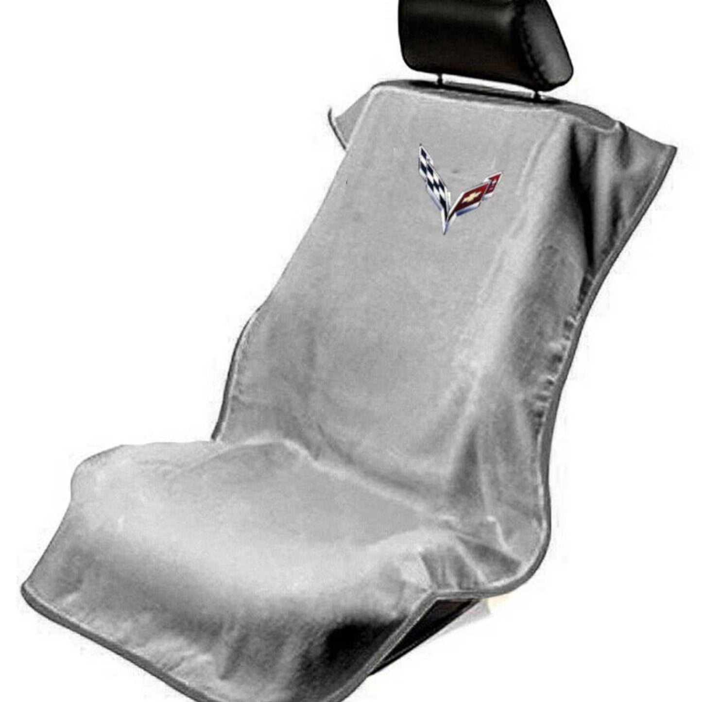 T-Top Vibes Corvette C7 grey cotton terry velour car seat cover towel with official logo