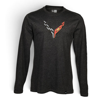 T-Top Vibes black long-sleeve T-shirt featuring the 2020 C8 Corvette Carbon Flash logo on the chest.