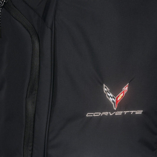 T-Top Vibes black Nike Corvette C8 commute backpack with embroidered emblem and adjustable padded shoulder straps