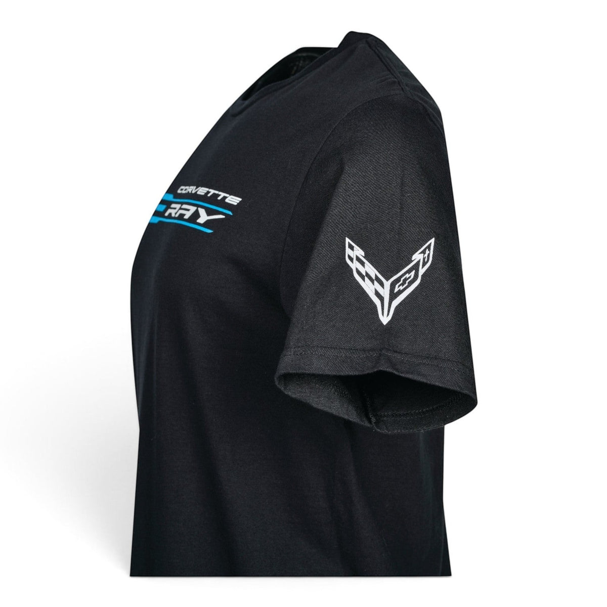 T-Top Vibes black Corvette E-Ray cotton t-shirt with side logo detail on sleeve