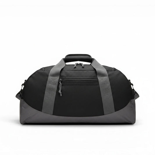 T-Top Vibes black Eddie Bauer medium duffel bag with grey accents and embroidered Corvette emblem for travel