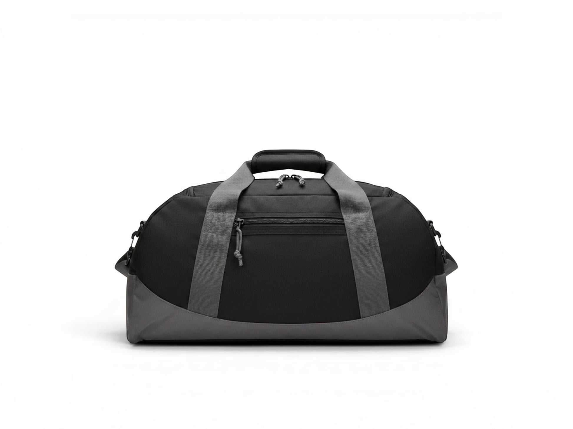 T-Top Vibes black Eddie Bauer medium duffel bag with grey accents and zippered front pocket for Corvette enthusiasts