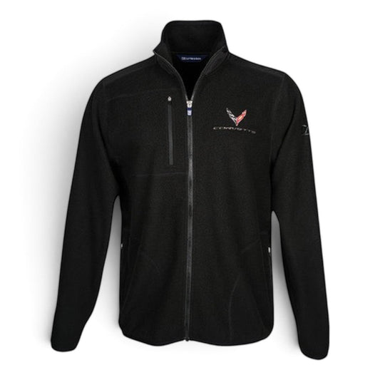 T-Top Vibes black Cutter & Buck C8 Corvette eco fleece full-zip jacket with stand collar and chest pocket