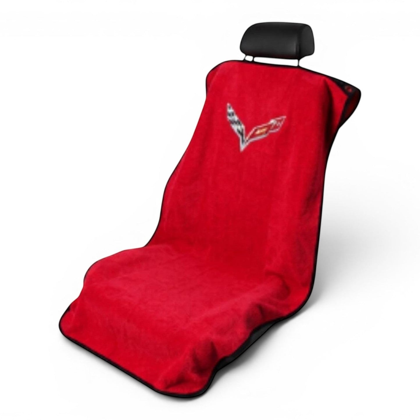 T-Top Vibes Corvette C8 red cotton terry velour car seat cover towel with official logo