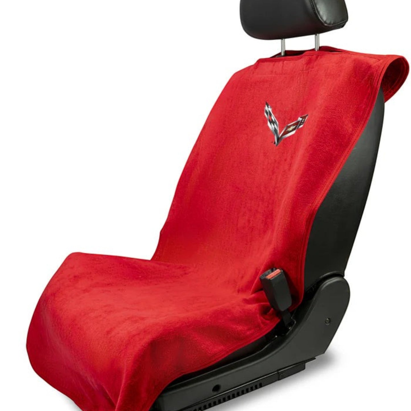 T-Top Vibes Corvette C7 red cotton terry velour car seat cover towel with official logo