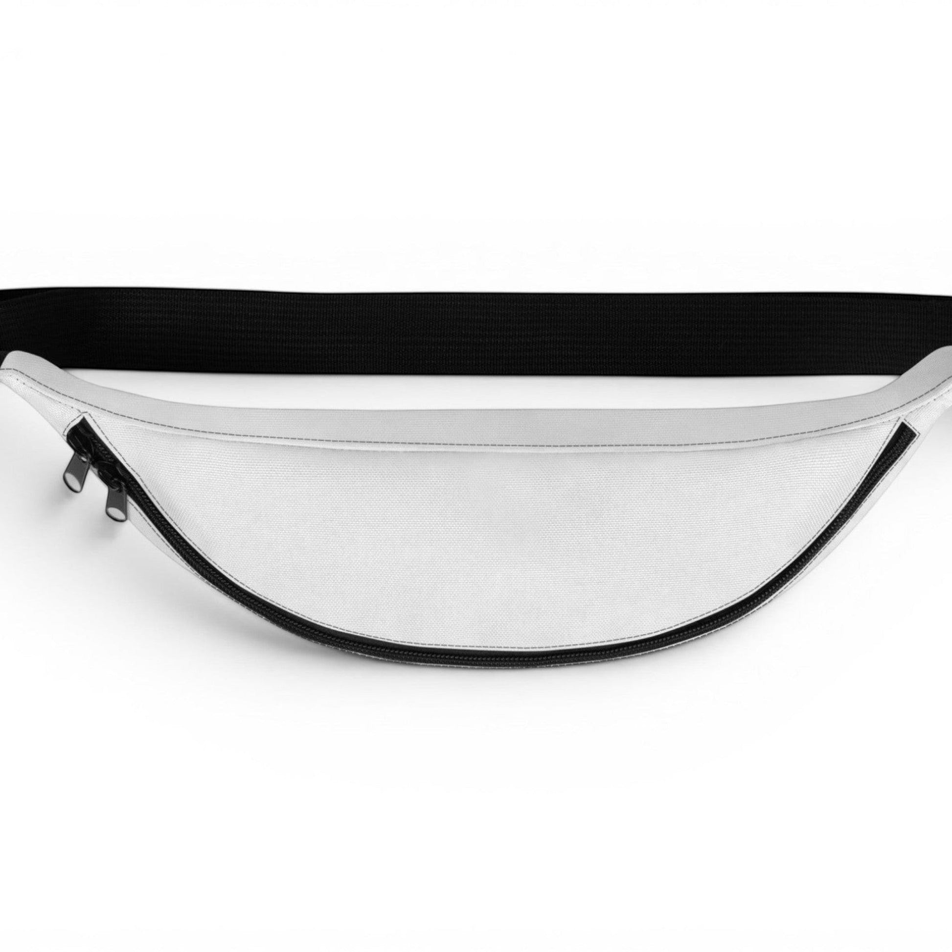 T-Top Vibes Corvette Vette Life white fanny pack with black adjustable strap and dual zipper pulls