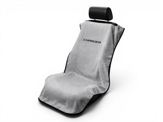 T-Top Vibes gray cotton terry velour Dodge Charger seat cover towel for car protection
