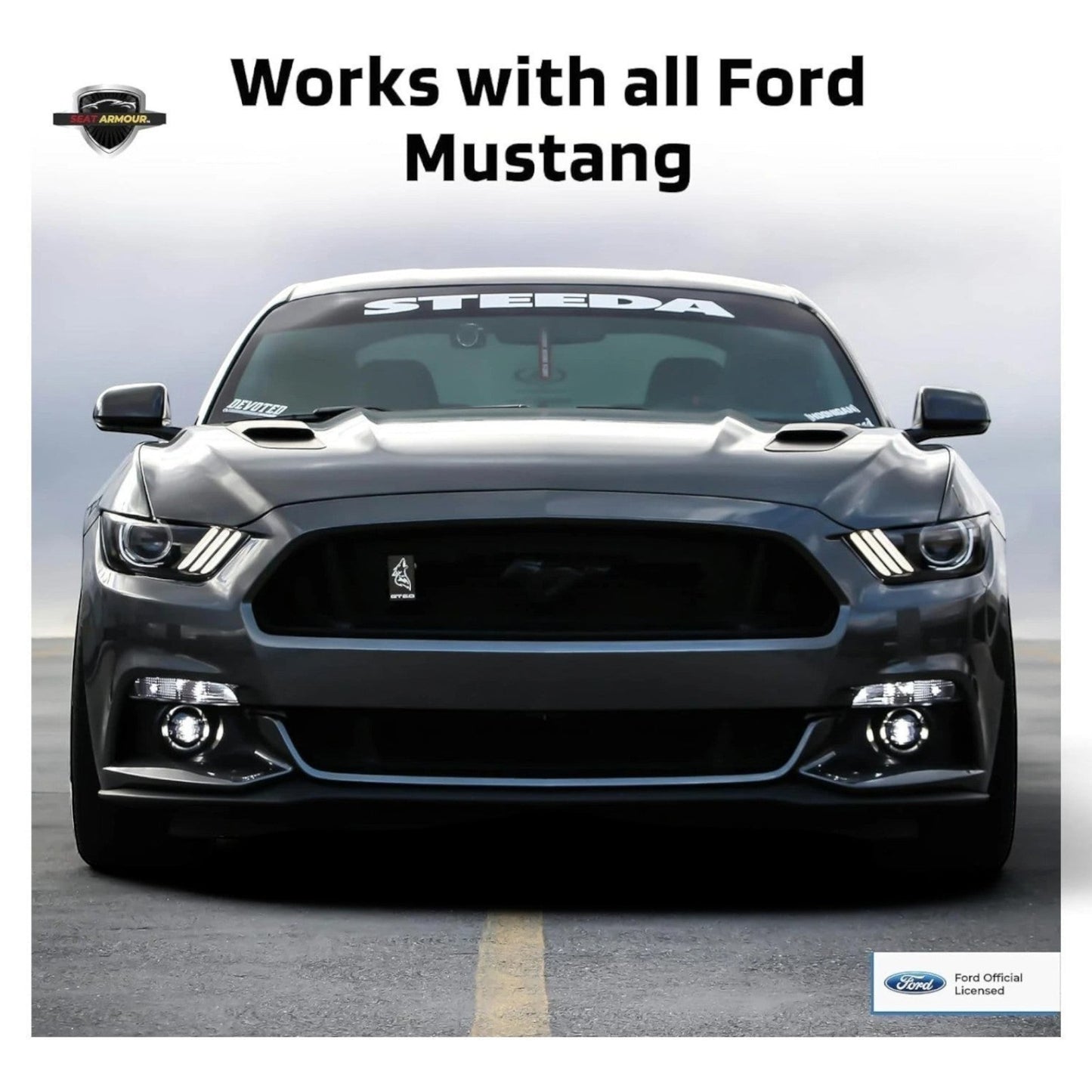 T-Top Vibes Ford Mustang car seat cover towel featuring an officially licensed design for universal vehicle fit.