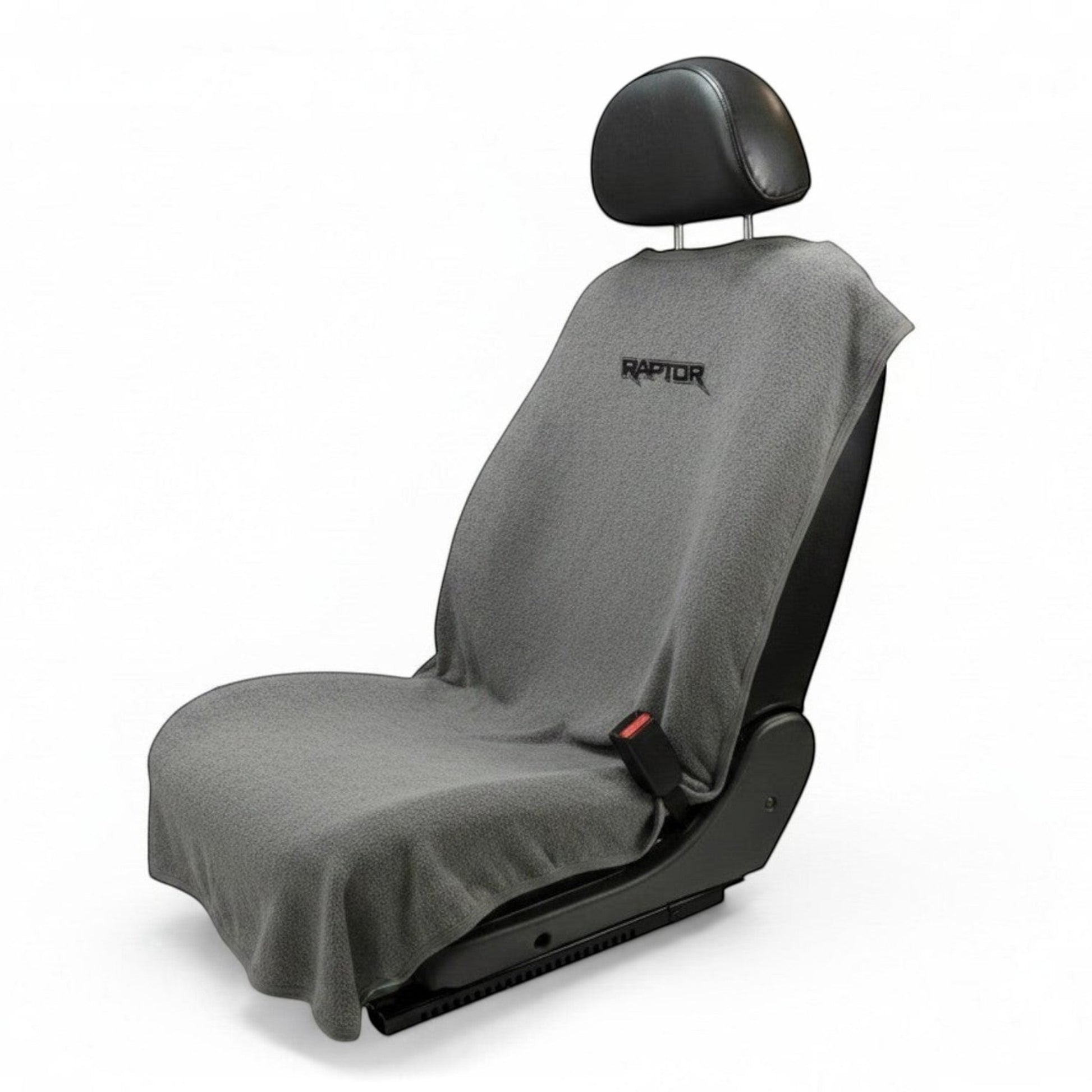 T-Top Vibes Ford Raptor grey cotton terry velour car seat cover towel draped over a vehicle seat