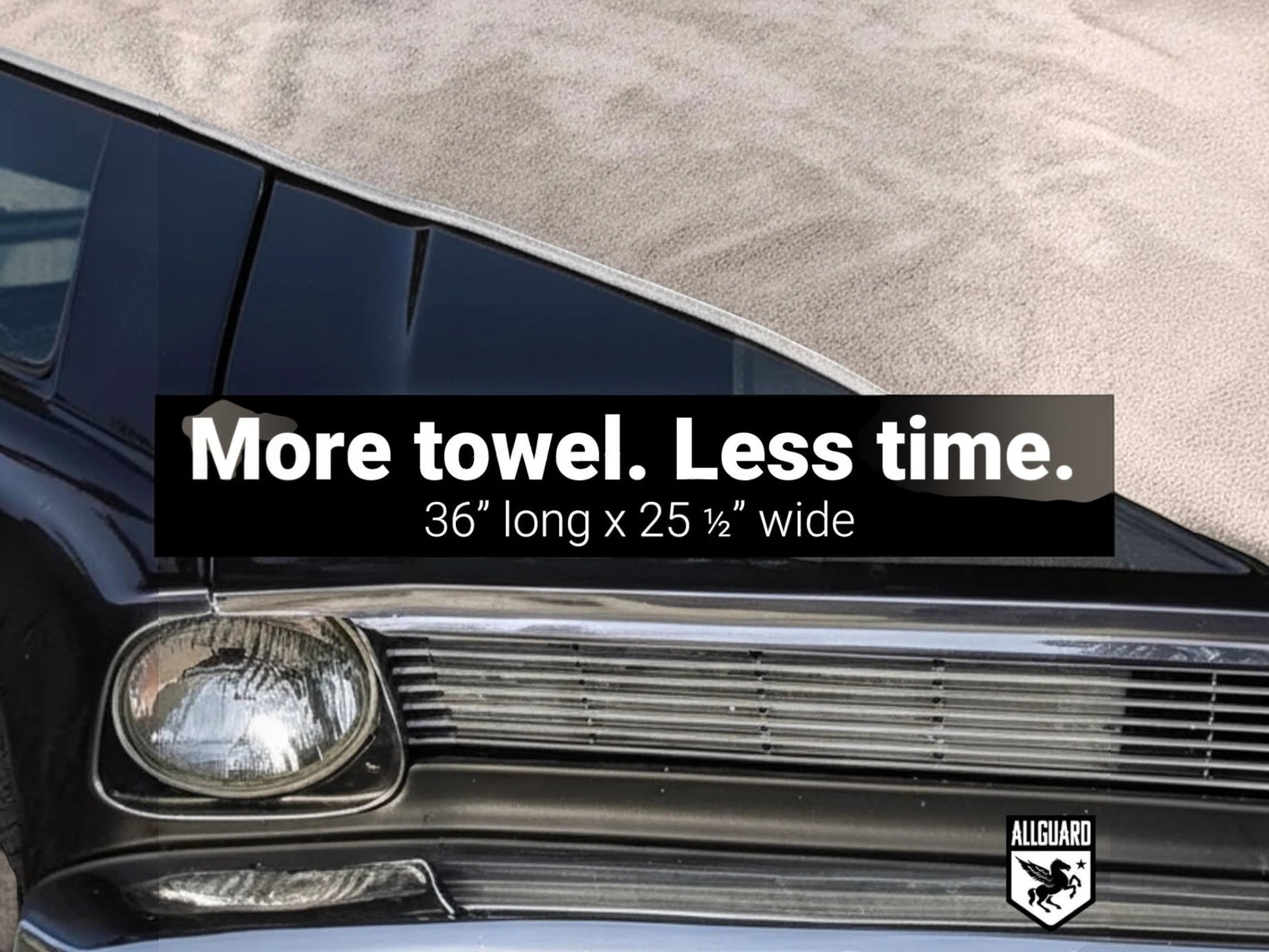 T-Top Vibes gray plush microfiber car drying towel draped over the hood of a black vehicle for a streak-free finish.