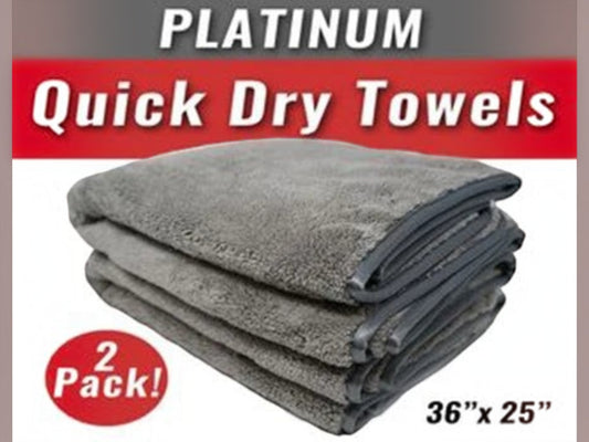 T-Top Vibes AllGuard Platinum gray microfiber car drying towels in a 2-pack with silk-trimmed edges.
