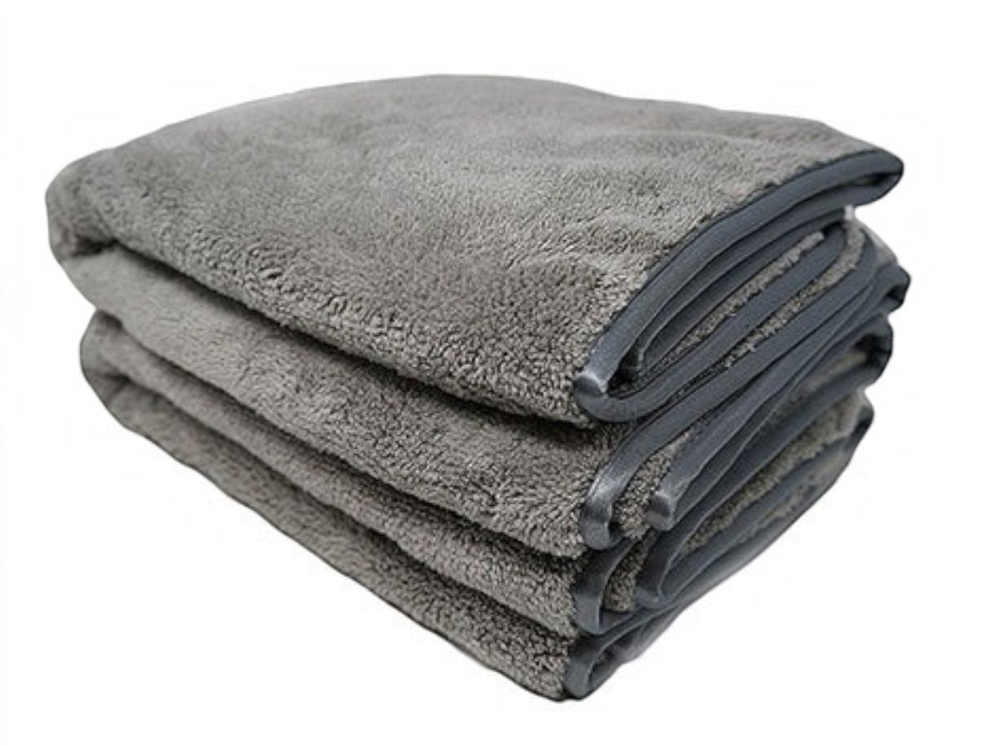 T-Top Vibes AllGuard Platinum gray microfiber car drying towels with silk-trimmed edges in a 2-pack stack.
