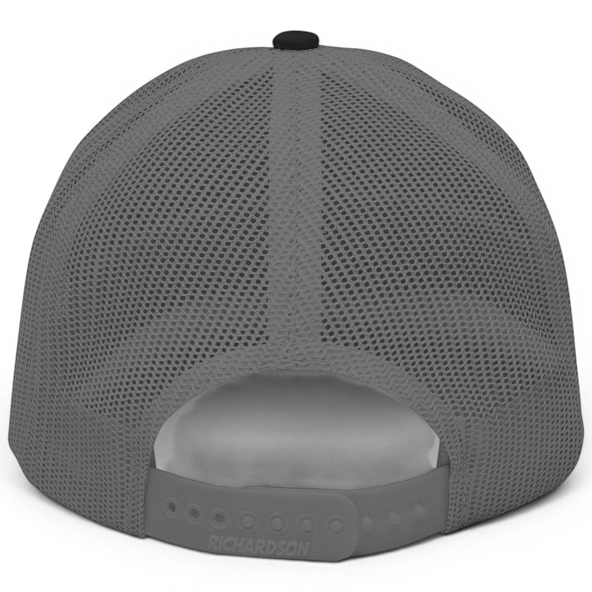 T-Top Vibes Pontiac Trans Am hat back view featuring a grey mesh trucker cap with an adjustable snapback closure