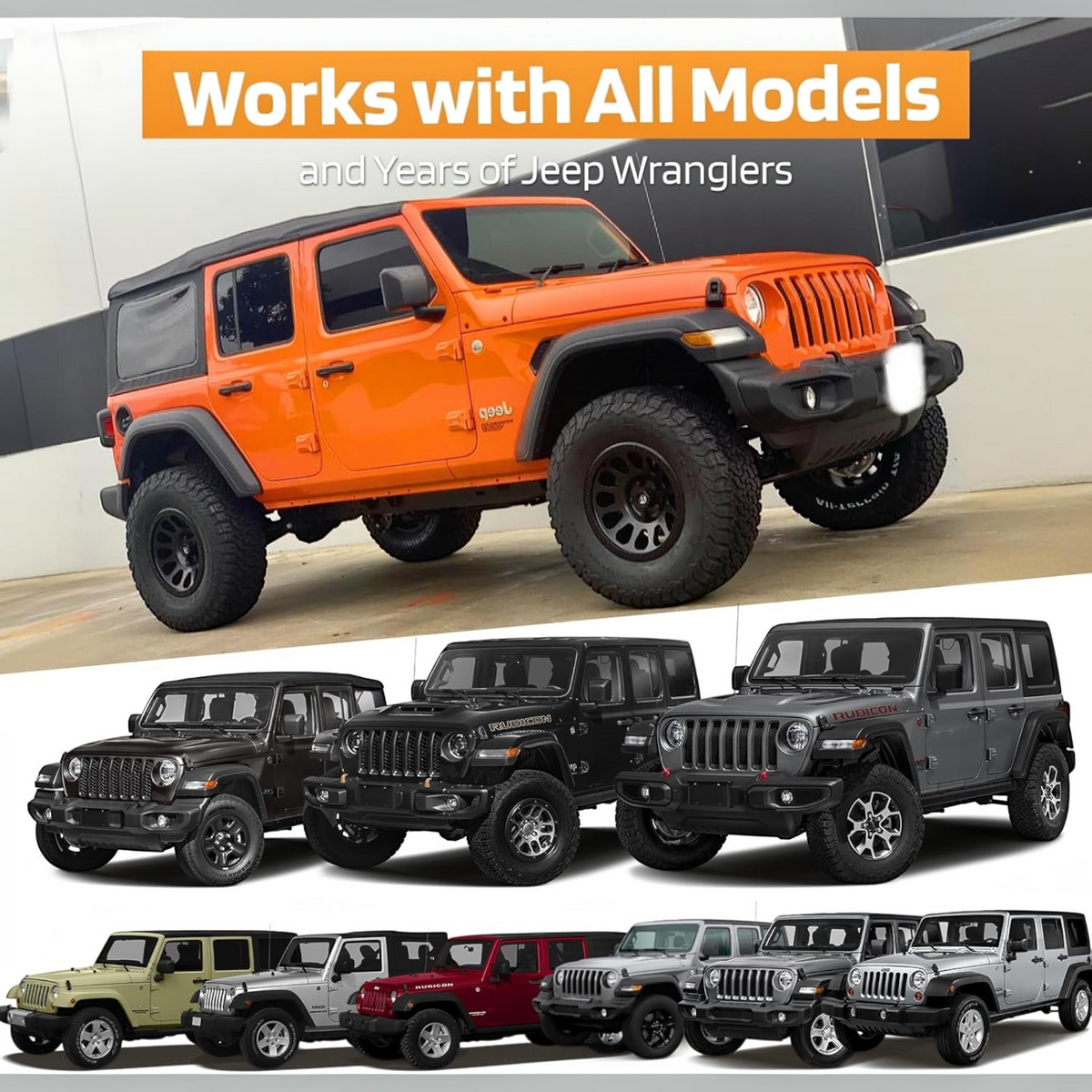 T-Top Vibes Jeep seat cover towel shown on various Jeep Wrangler models including orange, black, and silver SUVs.