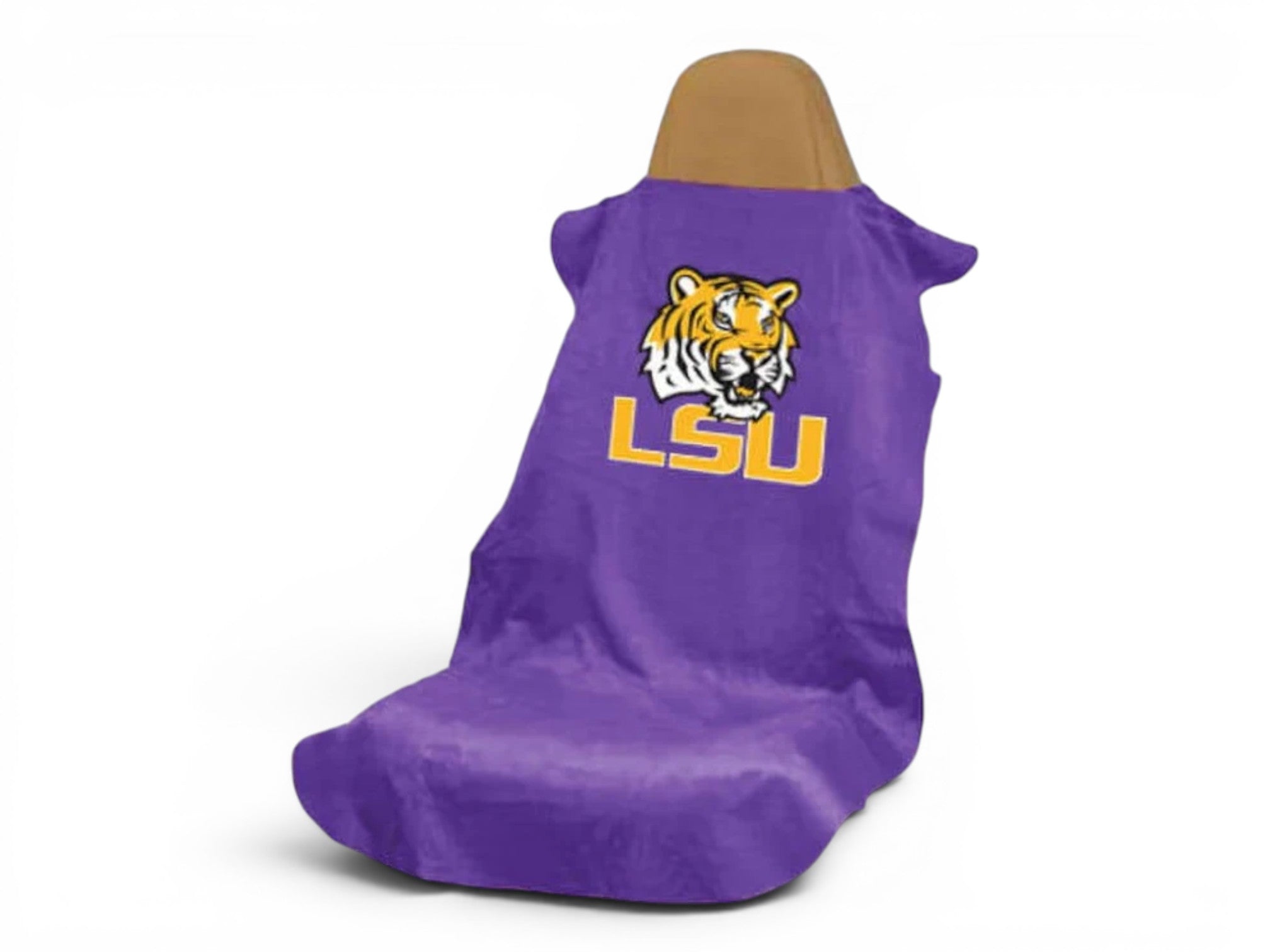 T-Top Vibes purple LSU Tigers cotton terry velour car seat cover towel with team logo