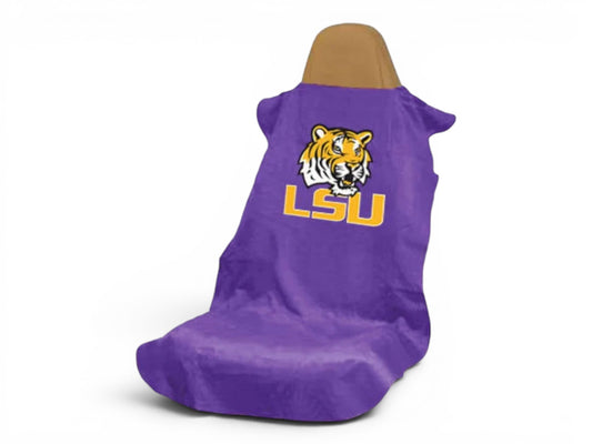 T-Top Vibes purple LSU Tigers cotton terry velour car seat cover towel with team logo