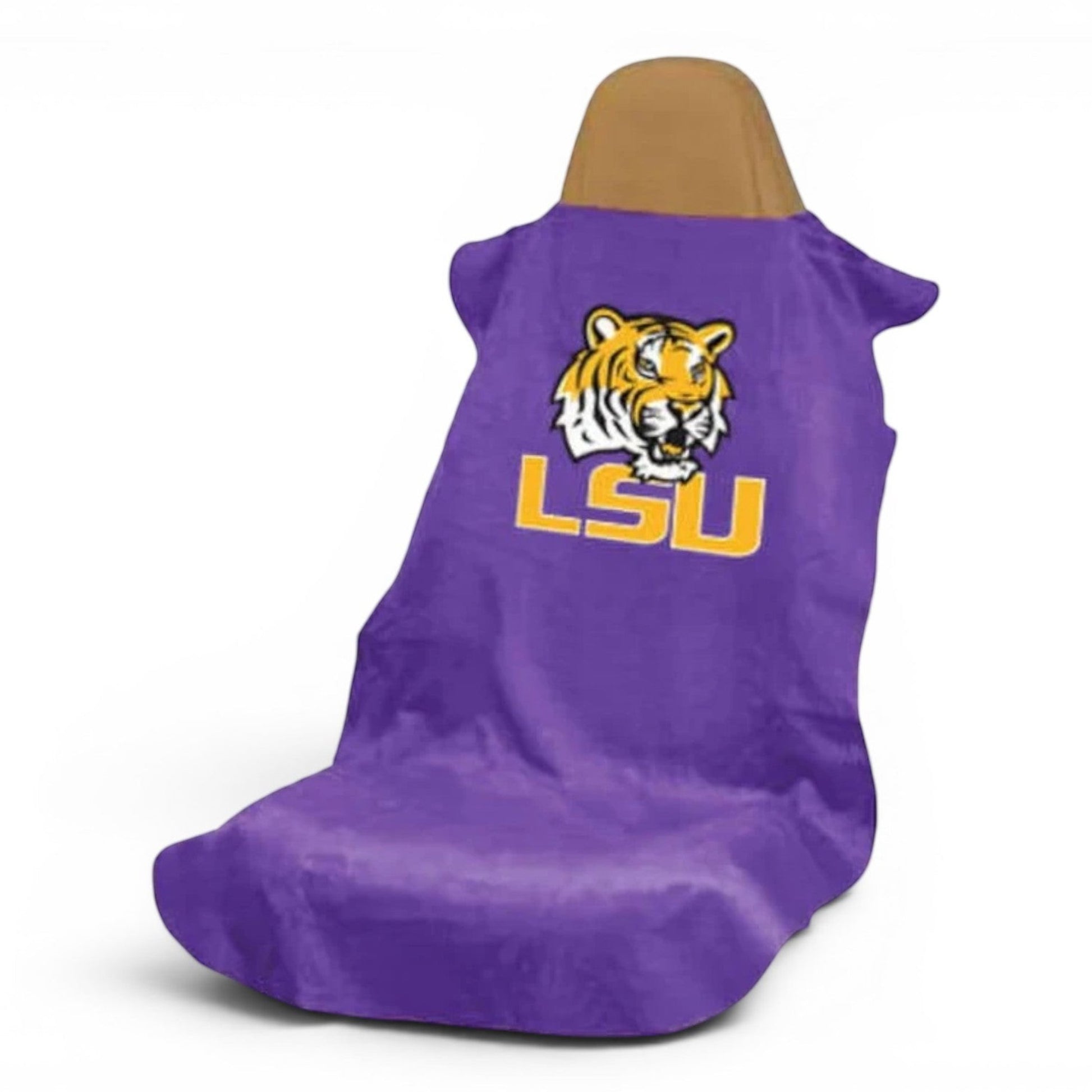 T-Top Vibes LSU Tigers purple cotton terry car seat cover towel with team logo for universal vehicle fit