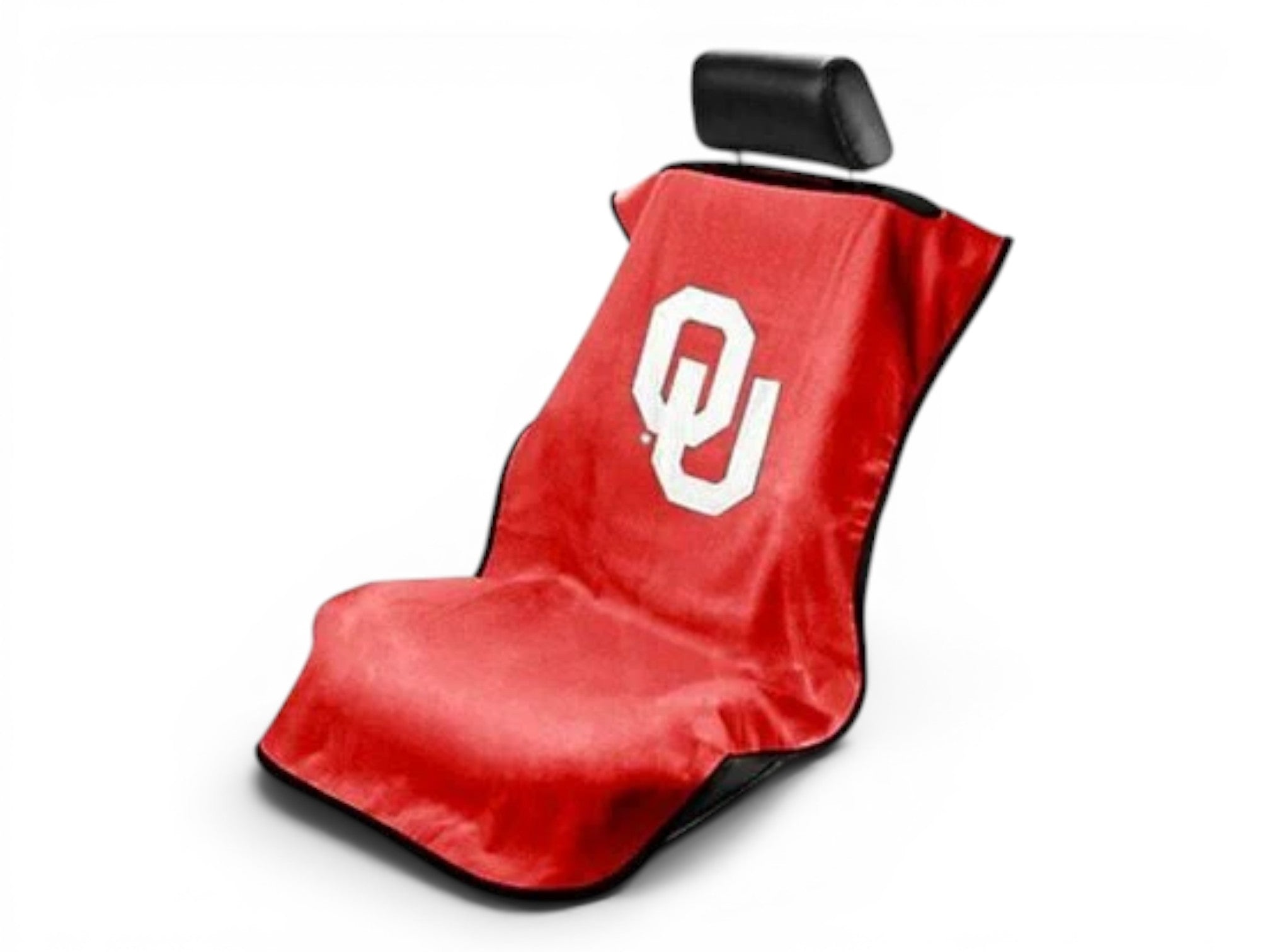 T-Top Vibes Oklahoma Sooners red cotton terry velour car seat cover towel with white OU logo
