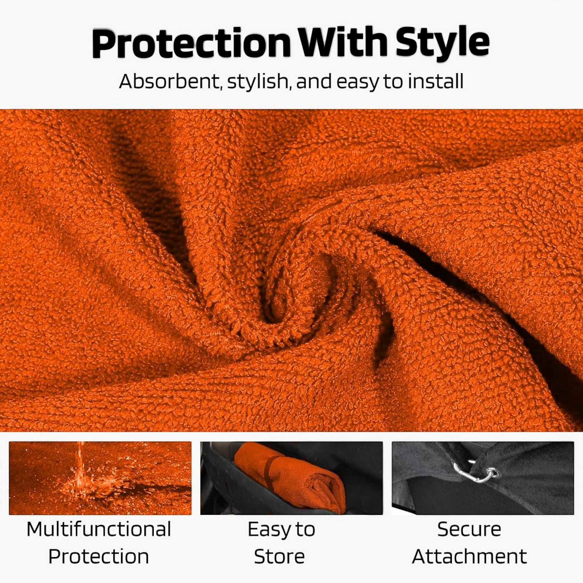 T-Top Vibes orange Jeep car seat cover towel made of soft absorbent cotton terry velour with secure attachment