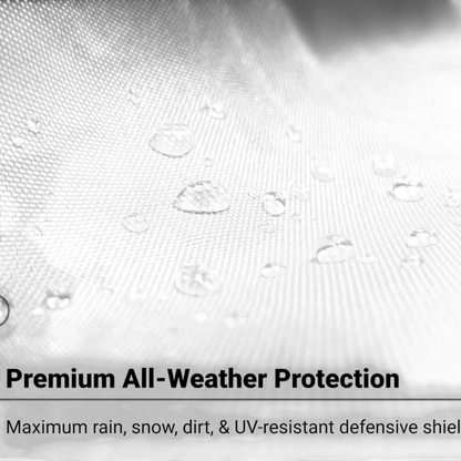 T-Top Vibes Platinum Shield car cover fabric with water-resistant silver surface and protective beaded droplets