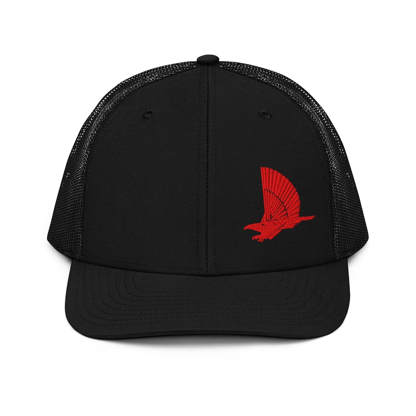 T-Top Vibes Pontiac Trans Am Firehawk black mesh snapback hat with red embroidered bird logo on front