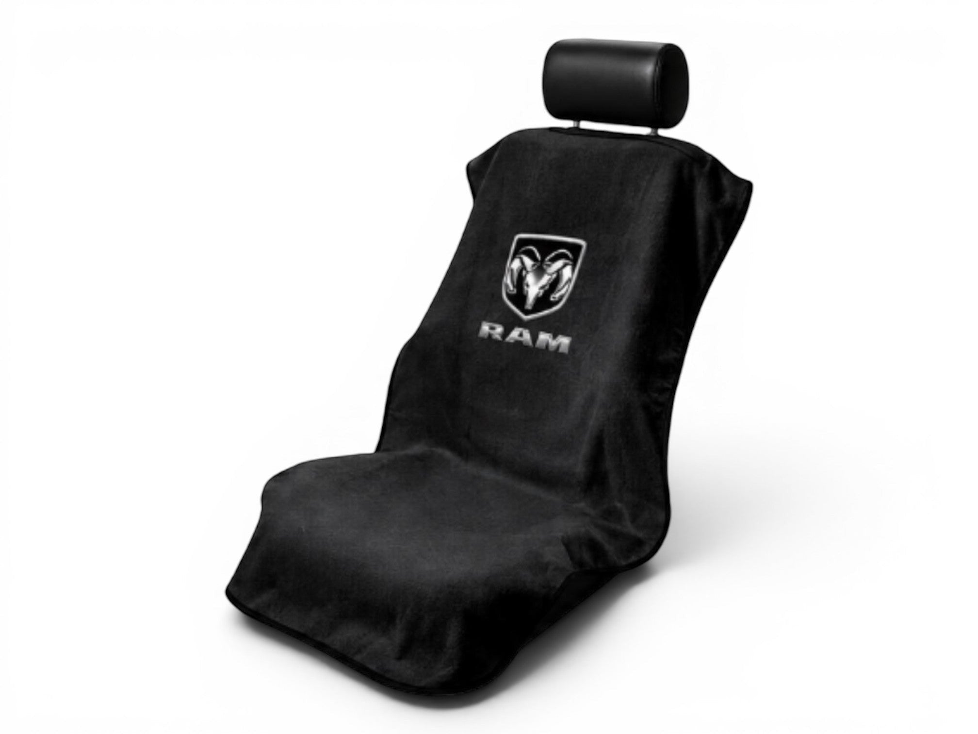 T-Top Vibes black cotton terry velour Ram truck seat cover towel with official logo for universal vehicle protection
