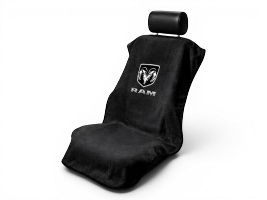 T-Top Vibes black cotton terry velour Ram truck seat cover towel with official logo for universal vehicle protection