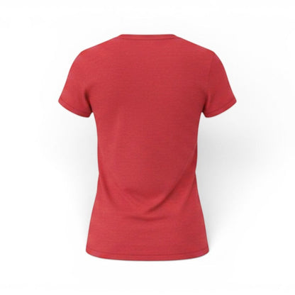 Back view of T-Top Vibes women's red mist cotton-blend t-shirt with a semi-fitted cut