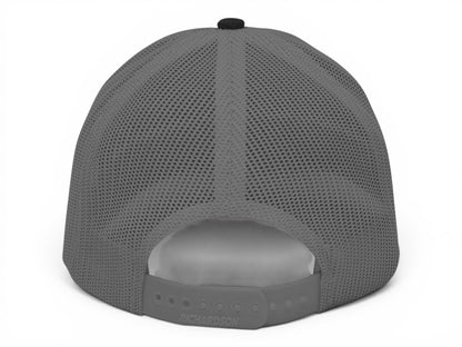 T-Top Vibes silver-gray Richardson 112 trucker hat back view with adjustable snapback closure and breathable mesh